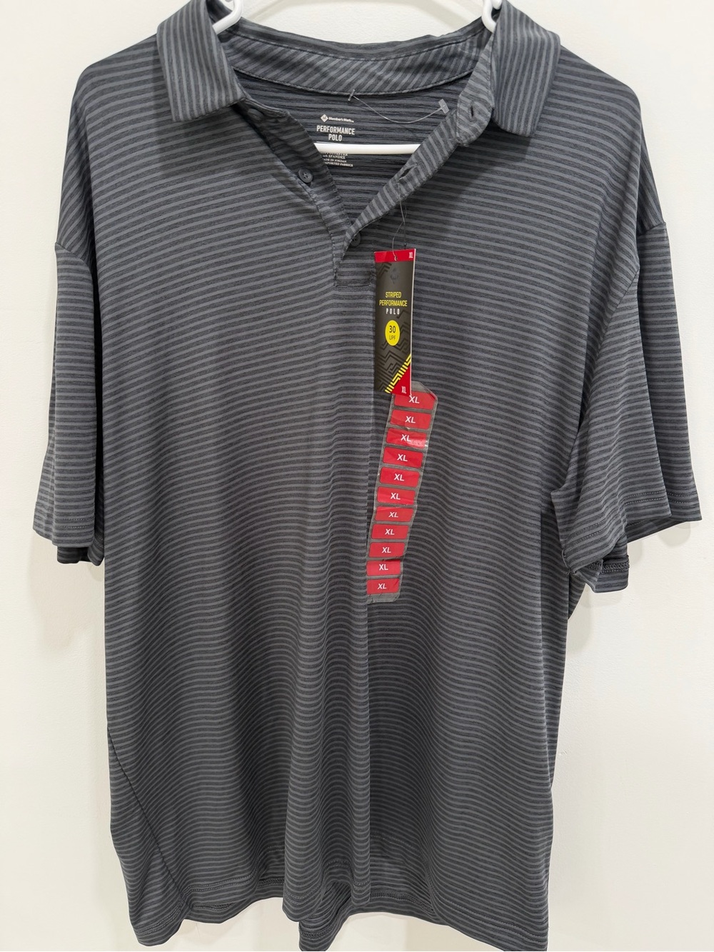 Performance Striped Polo Shirt - Gray - XL